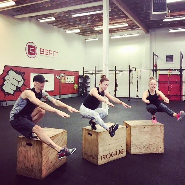 Rob, Karen, and Freya from BEFIT showing off their pistol squats.
