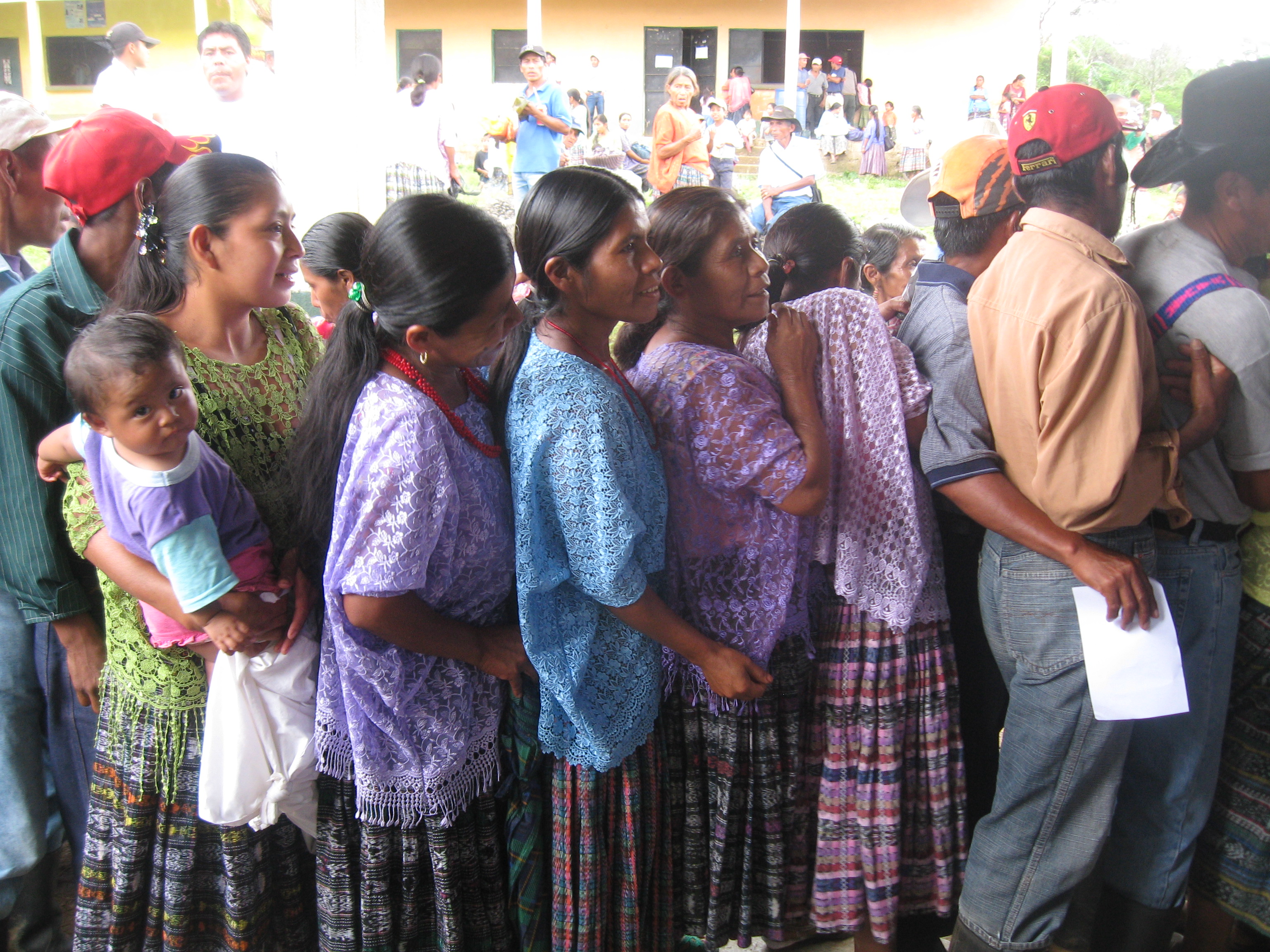 Hundreds of people lining up to be seen at the 3-day Seva eye camp in the remote village of Chilten, Guatemala. Photo by Laura Spencer