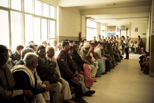 Nepal eye care patients waiting