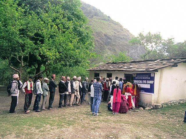 patients waiting in line for registration at the eye camp