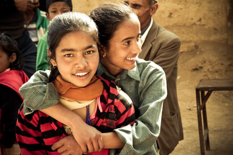 Two Nepali schoolgirls