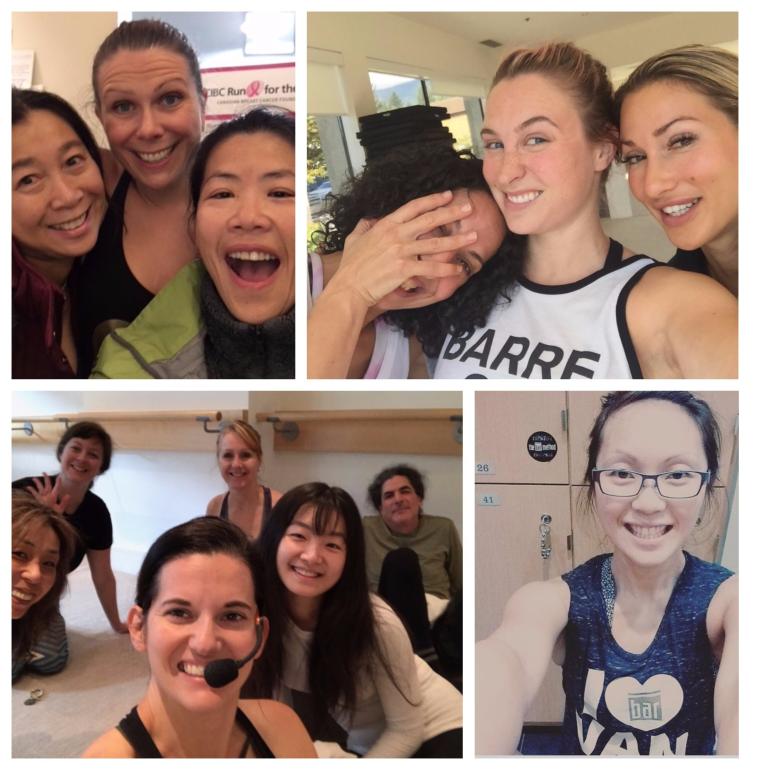 a collage of sweaty selfie from Bar Method staff and clients