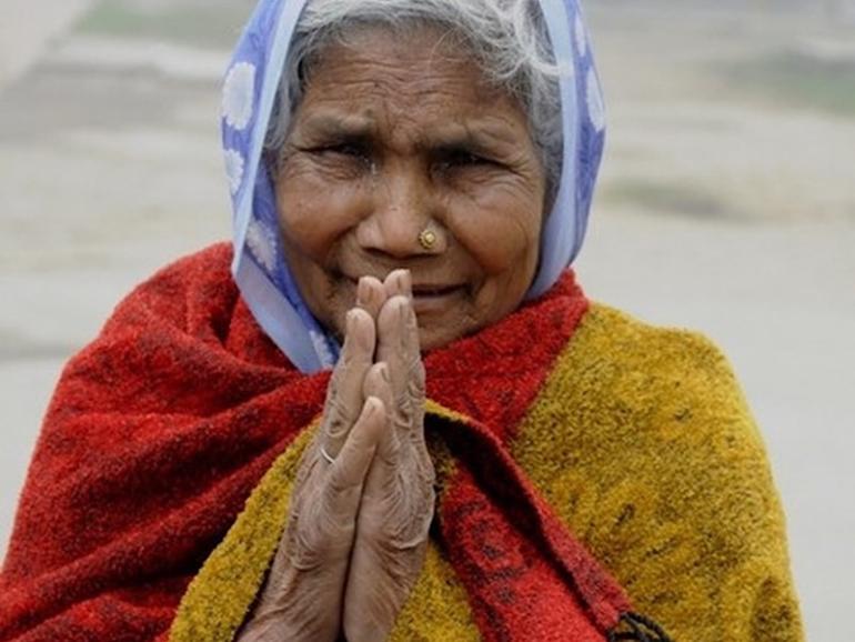 Nepalese woman namaste hands