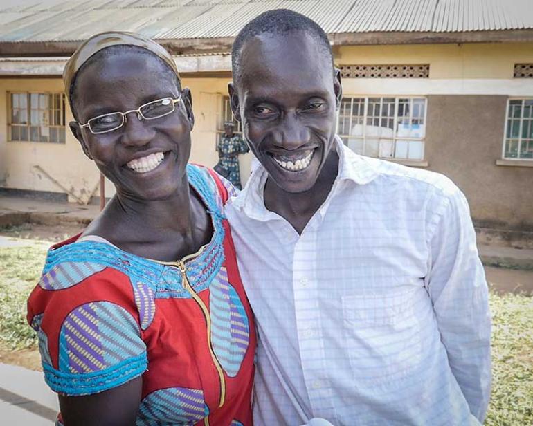 Molly Atim in Uganda with husband