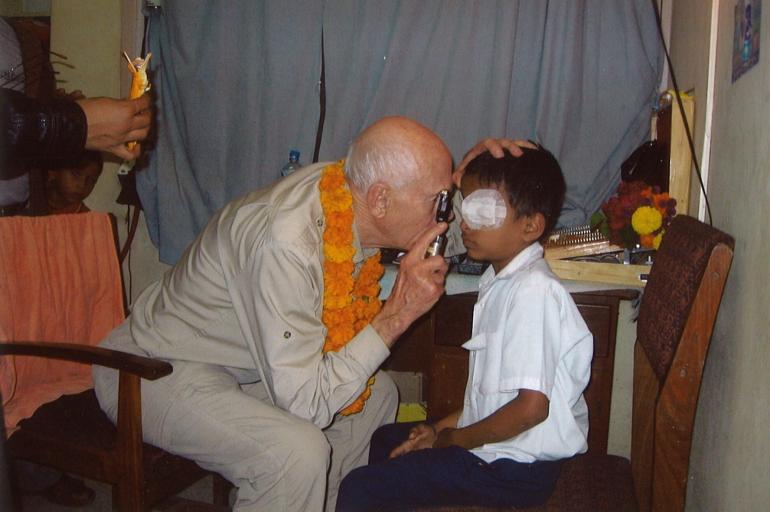 John Pratt-Johnson consulting with a ped patient in Bharatpur Nepal