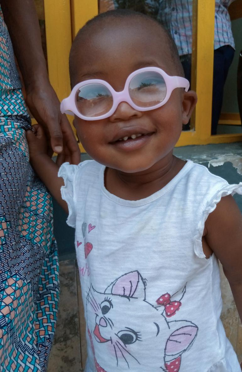 Lilia in her pink glasses in Burundi