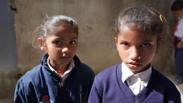 Preeti and her best friend in Nepal