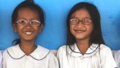 cambodia, school screening, seva, pink glasses
