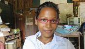 Thuon Cambodian Girl with new pink glasses 