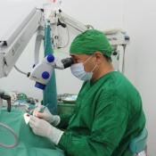 Nepali surgeon performing cataract surgery