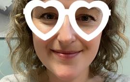 Liz using World Sight Day Heart-shaped Glasses Insta Filter