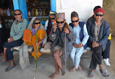 Patients after cataract surgery with sunglasses on