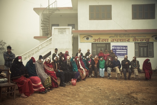Eye Camp Nepali patients waiting for bandage removal